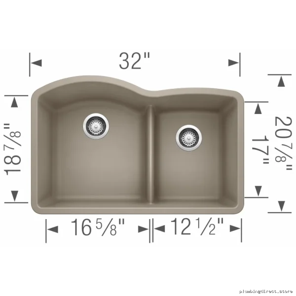 Diamond Truffle Silgranit Undermount Sink - 1.75 Bowl Low Divide