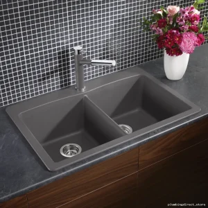 Diamond 210 Cinder 2-Bowl Drop-In Silgranit Sink - Stainless Steel Kitchen Sink