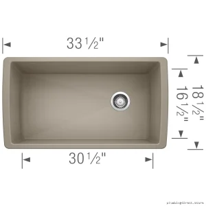 Diamond U Undermount Silgranit Sink - Super Single White Truffle 401628