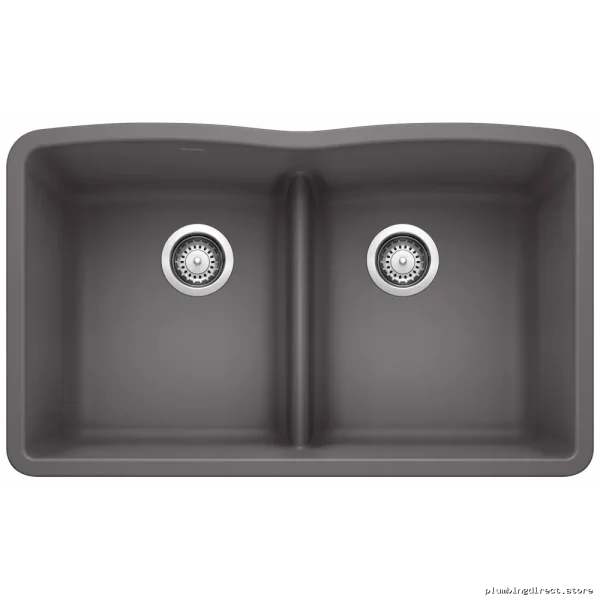 Diamond U2 Bowl Undermount Silgranit Sink - Shallow Divider Modern White - Image 2
