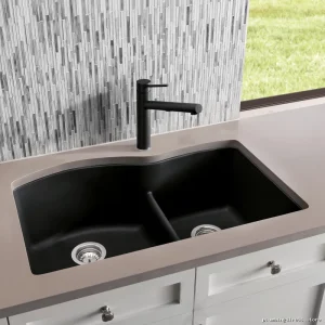 Diamond Undermount Silgranit Sink 1.75 Bowl Low Divider - Anthracite & Blanco 401572