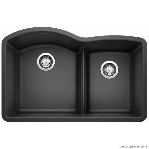 Diamond Undermount Silgranit Sink 1.75 Bowl Low Divider - Anthracite & Blanco 401572 - Image 5