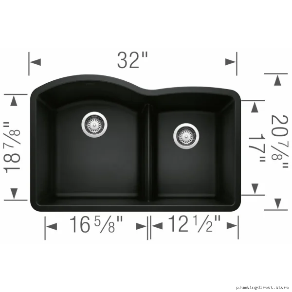 Diamond-U Single-Bowl Undermount Kitchen Sink in Durable Silgrnit & Coal Black - Image 2