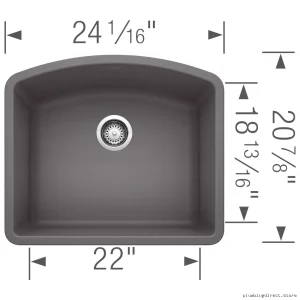 Modern Undermount Single Bowl Sink - Diamond U-1 Bowl Durable Silgranit Blanco
