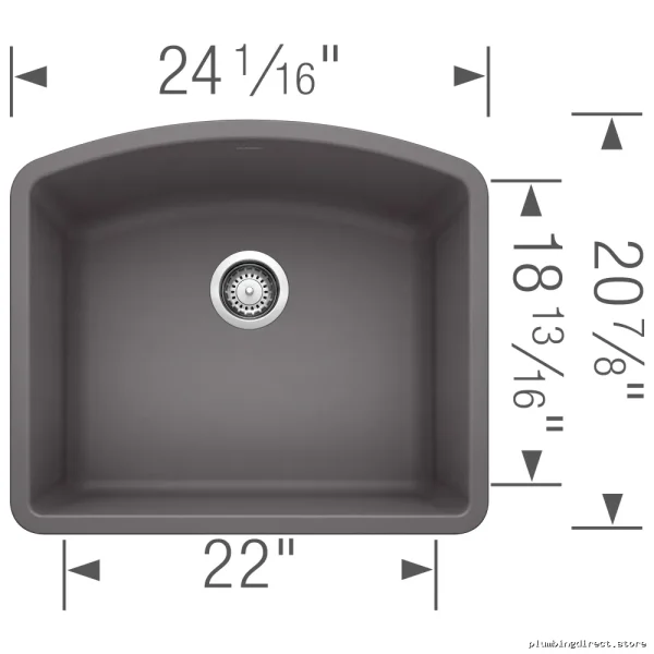 Modern Undermount Single Bowl Sink - Diamond U-1 Bowl Durable Silgranit Blanco