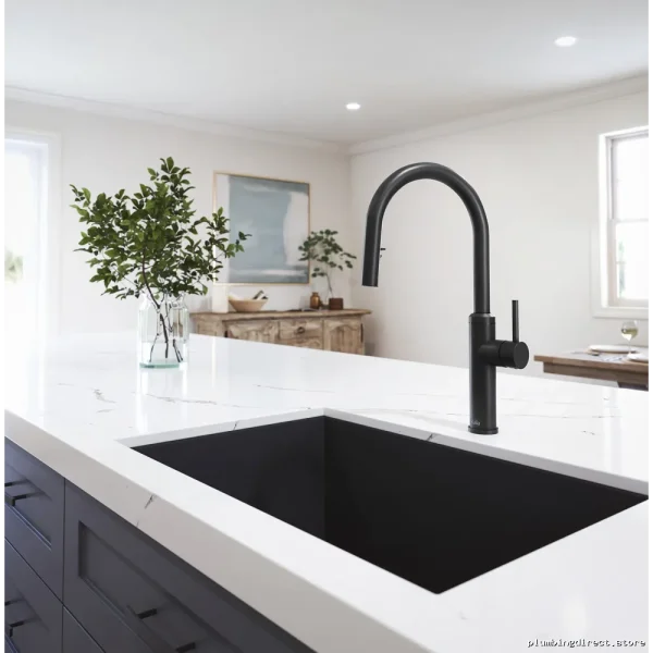 Diver-Style Matte Black Kitchen Faucet with Pulldown Spray | KF1967-160 Kalia - Image 2