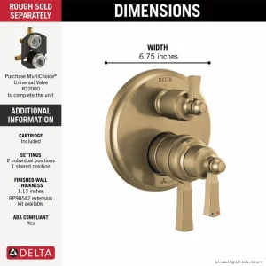 Dorval 17T Shower Trim w/3-Setting Diverter - Champagne Bronze Finish