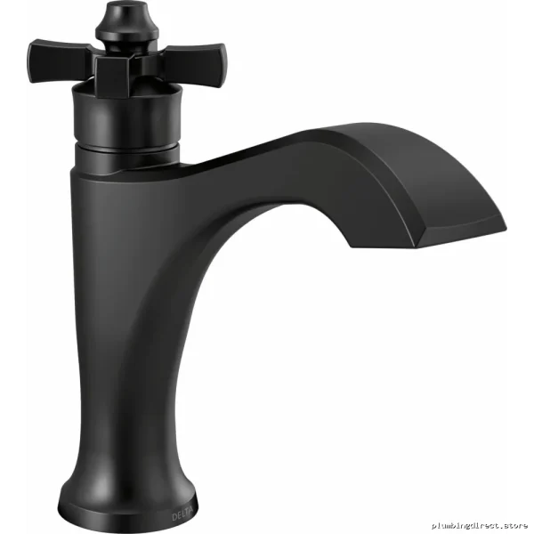 Dorval 1-Hole Bathroom Faucet with Cross Handle & Pop-Up Drain – Matte Black 557-BLMPU-DST Delta - Image 2