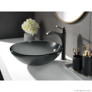 Modern Matte Black Vessel Sink Faucet with Lever Handle - Dorval Bathroom Faucet 756-BL-DST