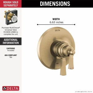 Champagne Bronze Dorval Monitor Valves Trims – Modern CZ-Delta Design