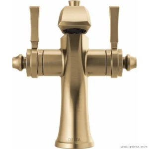 Dorval Single Hole Monoblock Faucet with 2-Handle Lever - Champagne Bronze Porcelain Bathroom Tap