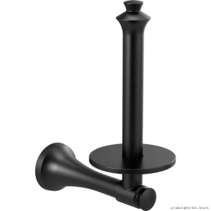 Vertical Toilet Roll Holder by Dorval - Modern Matte Black Design | Model #7-...BL Delta