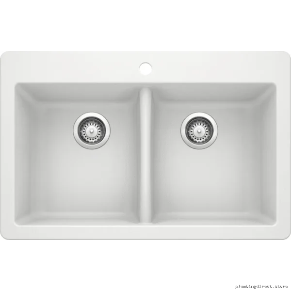 Double Bowl Drop-In Silgranit Kitchen Sink - White Blanco 400979