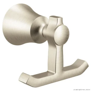 Wall-Mounted Double Robe Hook in Brushed Nickel - YB0303BN Moen