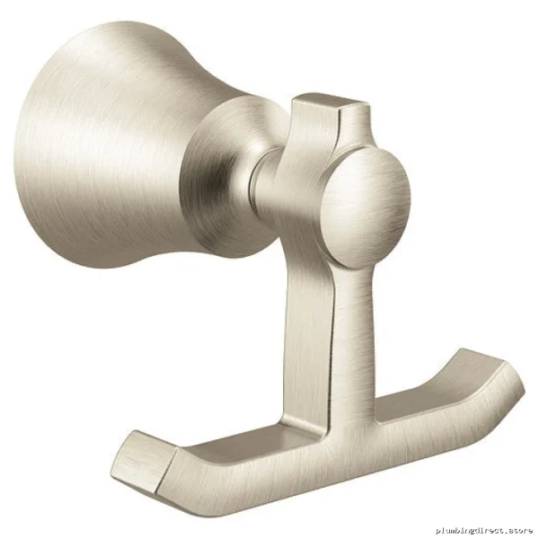 Wall-Mounted Double Robe Hook in Brushed Nickel - YB0303BN Moen