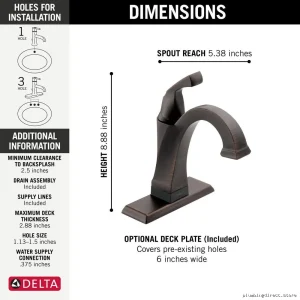 Dryden Touch Single-Flow Bathroom Faucet - Sleek Venetian Bronze 551T-RB-DST Delta