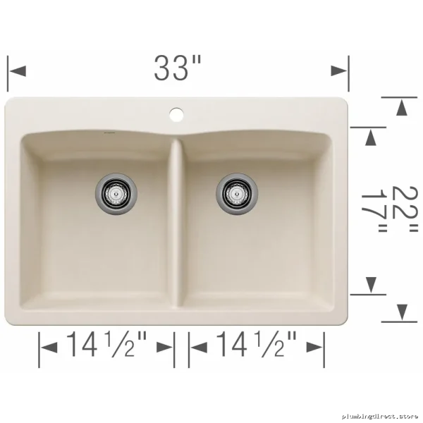 Diamond XX Series Modern Dual-Bowl Undermount Style Silgrainite Basin Set - Matte Ivory Finish - Image 2