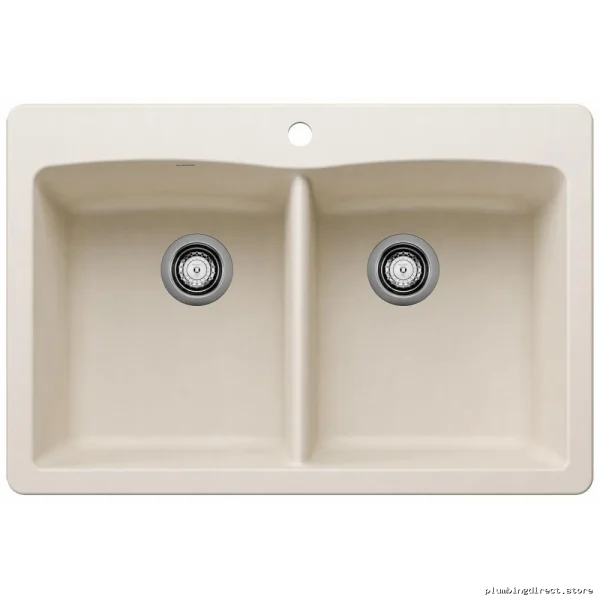 Diamond XX Series Modern Dual-Bowl Undermount Style Silgrainite Basin Set - Matte Ivory Finish