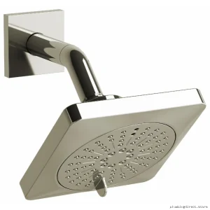 Dual Function Square Showerhead with Adjustable Arm & 1.8 GPM Flow - Polished Nickel Finish (343PN-WS) | RioBel