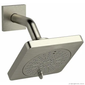 Hands-Free Square Showerhead with Arm - 2-Function Design, 1.8 GPM Flow, Brushed Nickel RIOBEL