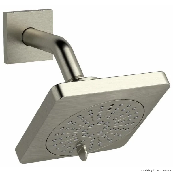 Hands-Free Square Showerhead with Arm - 2-Function Design, 1.8 GPM Flow, Brushed Nickel RIOBEL