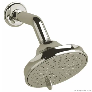 Dual-Function Round Showerhead w/Adjustable Arm & Eco-Friendly 1.8GPM Polished Nickel