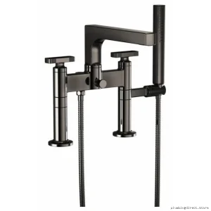 Brzo Dual Handle Black Onyx Bath Faucet Trim Set With Knob Handles