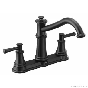 Dual Handle Matte Black Kitchen Faucet - Moen Belfield Model #7250BL