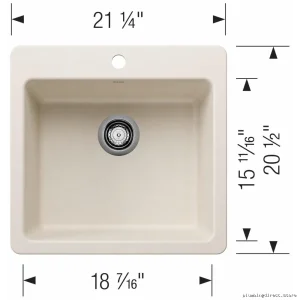 Liven BLANCO Model #403665 Dual Mount One-Bowl Kitchen Sink - Soft White Contemporary Style