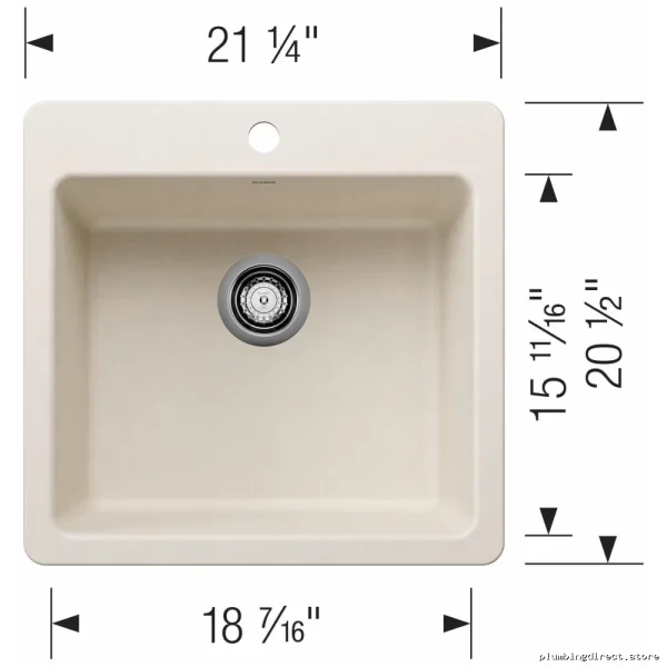 Liven BLANCO Model #403665 Dual Mount One-Bowl Kitchen Sink - Soft White Contemporary Style
