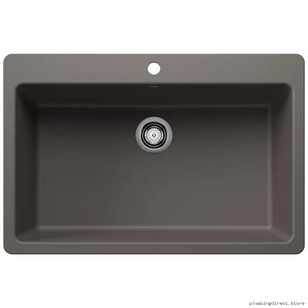 Dual Mount Single Bowl Silgranit Kitchen Sink - Volcano Gray Liven Blanco - Image 2