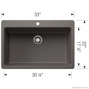 Dual Mount Single Bowl Silgranit Kitchen Sink - Volcano Gray Liven Blanco