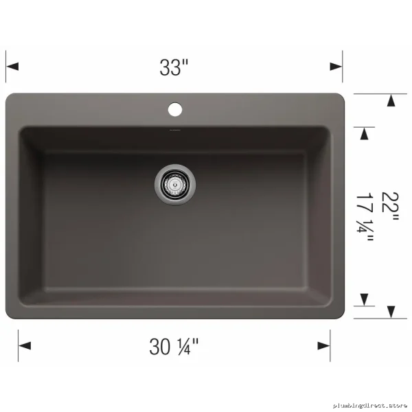 Dual Mount Single Bowl Silgranit Kitchen Sink - Volcano Gray Liven Blanco
