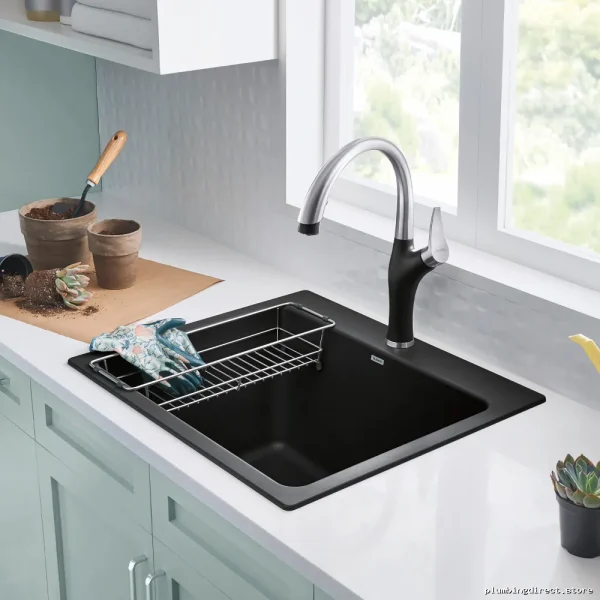 Dual Mount Silgranit Laundry Sink - Liven Anthracite 401902 Blanco