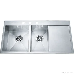 Dual Mount 3-Hole 1-1/2 Bowl Sink with Right-Hand Drainboard - Stainless Steel QCLF2039DBR-8-3 Kindred