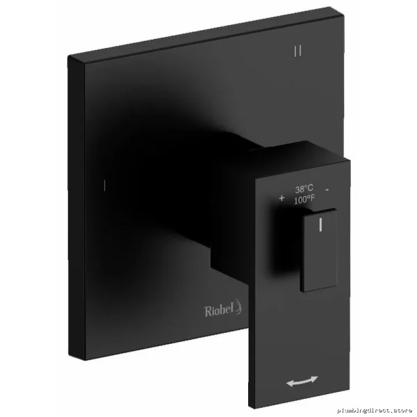 Black Quadrik TQA95BK Three Way Thermostat Valve Trim - Durable Precision Control for Showers