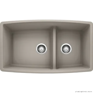 Concrete Gray 1.75 Bowl Undermount Silgranit Sink - Durable Modern Kitchen Basin by Performa U 402283