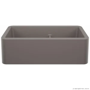 Durable Ikon 33 1.75 Bowl Low-Divide Apron Front Silgranit Sink in Volcano Gray/Blanco