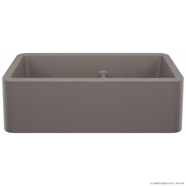 Durable Ikon 33 1.75 Bowl Low-Divide Apron Front Silgranit Sink in Volcano Gray/Blanco