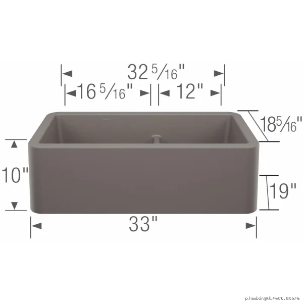 Durable Ikon 33 1.75 Bowl Low-Divide Apron Front Silgranit Sink in Volcano Gray/Blanco - Image 2