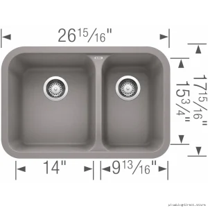 Vision 1.5 Bowl Undermount Silgranit Sink - Durable Metallic Gray
