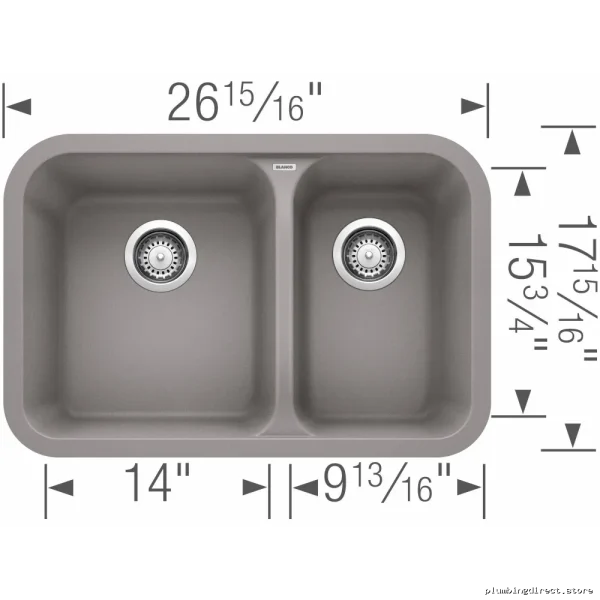 Vision 1.5 Bowl Undermount Silgranit Sink - Durable Metallic Gray