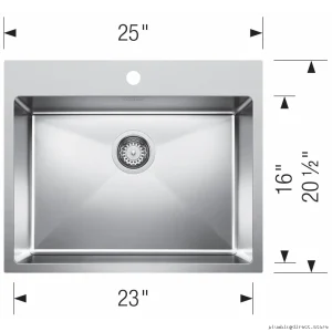Quatrus R15 Single Bowl Drop-In Kitchen Sink - Durable Stainless Steel 402613 Blanco