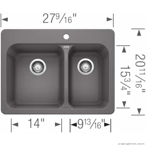 Durable Vision Silgranit Drop-In Kitchen Sink – Modern Matte Black/Cinder | Model #40...