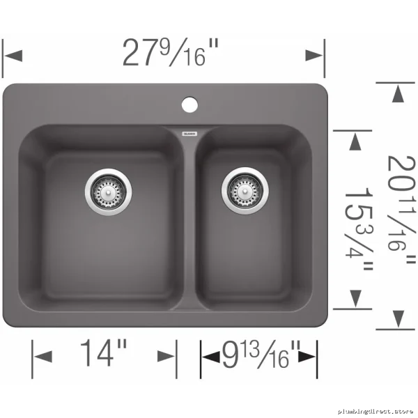 Durable Vision Silgranit Drop-In Kitchen Sink – Modern Matte Black/Cinder | Model #40...