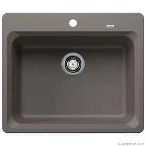 Single Bowl Drop-In Sink | Durable Silgranit Kitchen Sink - Volcano Gray