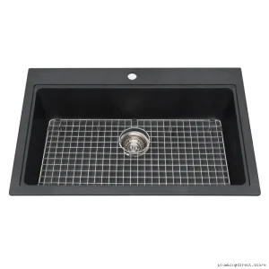 Durable Single Bowl Drop-In Granite Sink by Onyx - KGSL2031-8ON Kindred Collection
