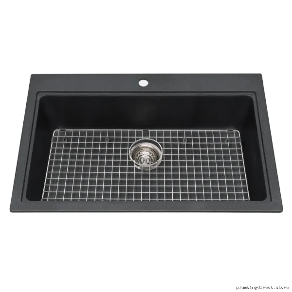 Durable Single Bowl Drop-In Granite Sink by Onyx - KGSL2031-8ON Kindred Collection