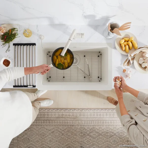 Stainless Steel Sink Grid - Durable Drain Organizer Ikon Blanco Space-Saving Design - Image 2