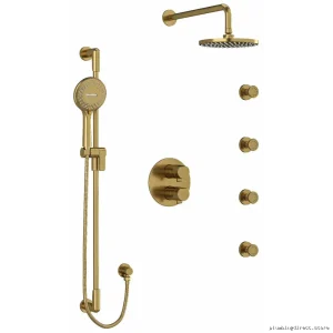 Parabola Thermostatic Shower Faucet Kit - Durable Brushed Gold Finish for Modern Bathroom
